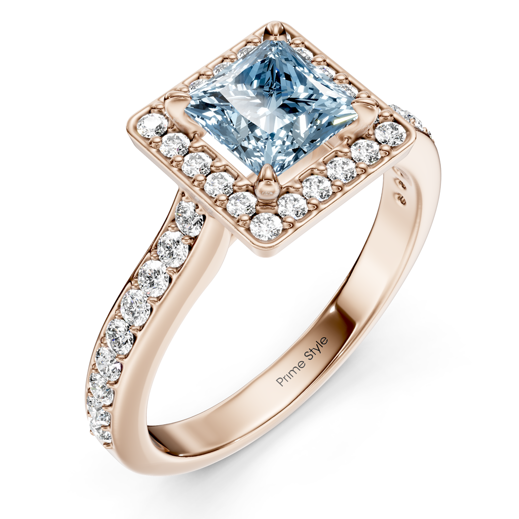 1.40-4.40 CT Princess &amp; Round Cut Fancy Blue Diamonds - Engagement Ring