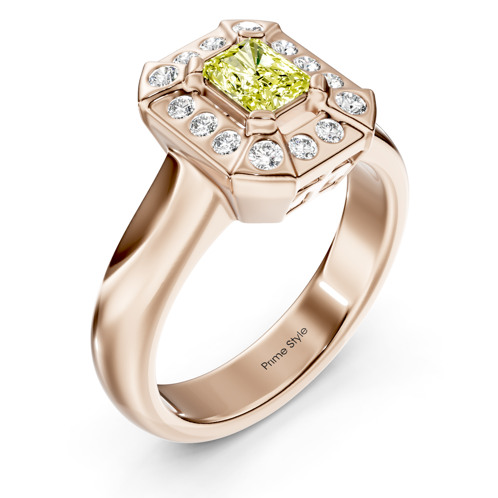 1.16-4.16 CT Radiant &amp; Round Cut Fancy Yellow Diamonds - Engagement Ring