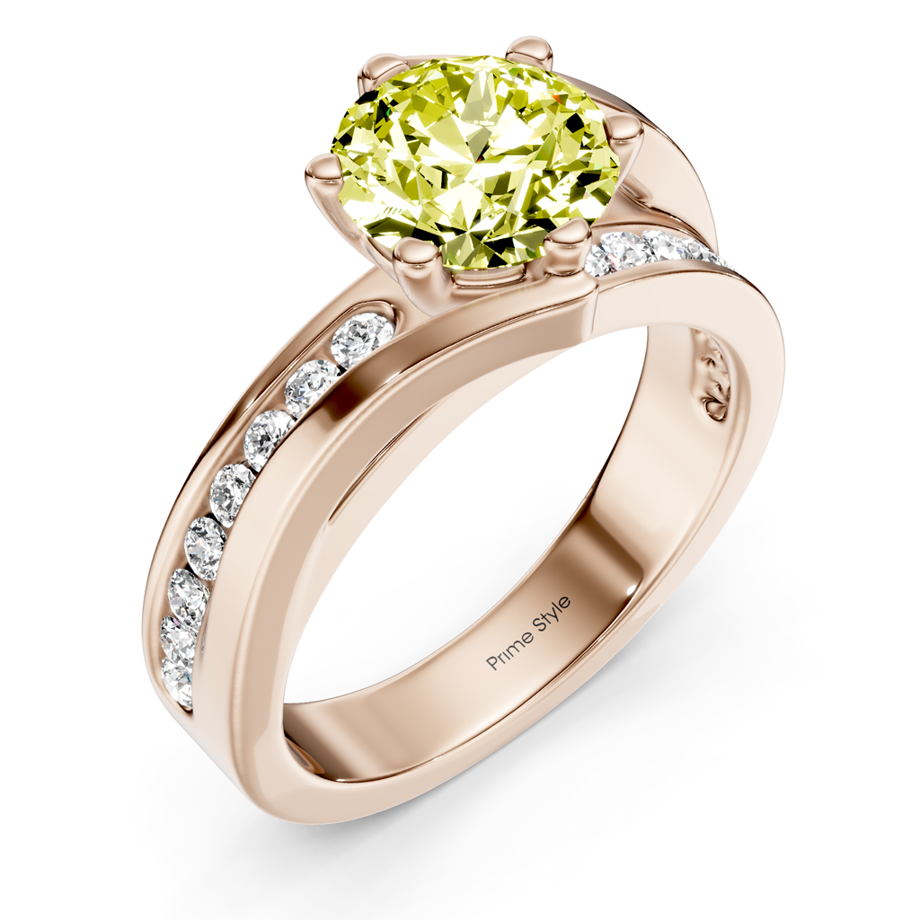 1.35-4.35 CT Round Cut Fancy Yellow Diamonds - Engagement Ring