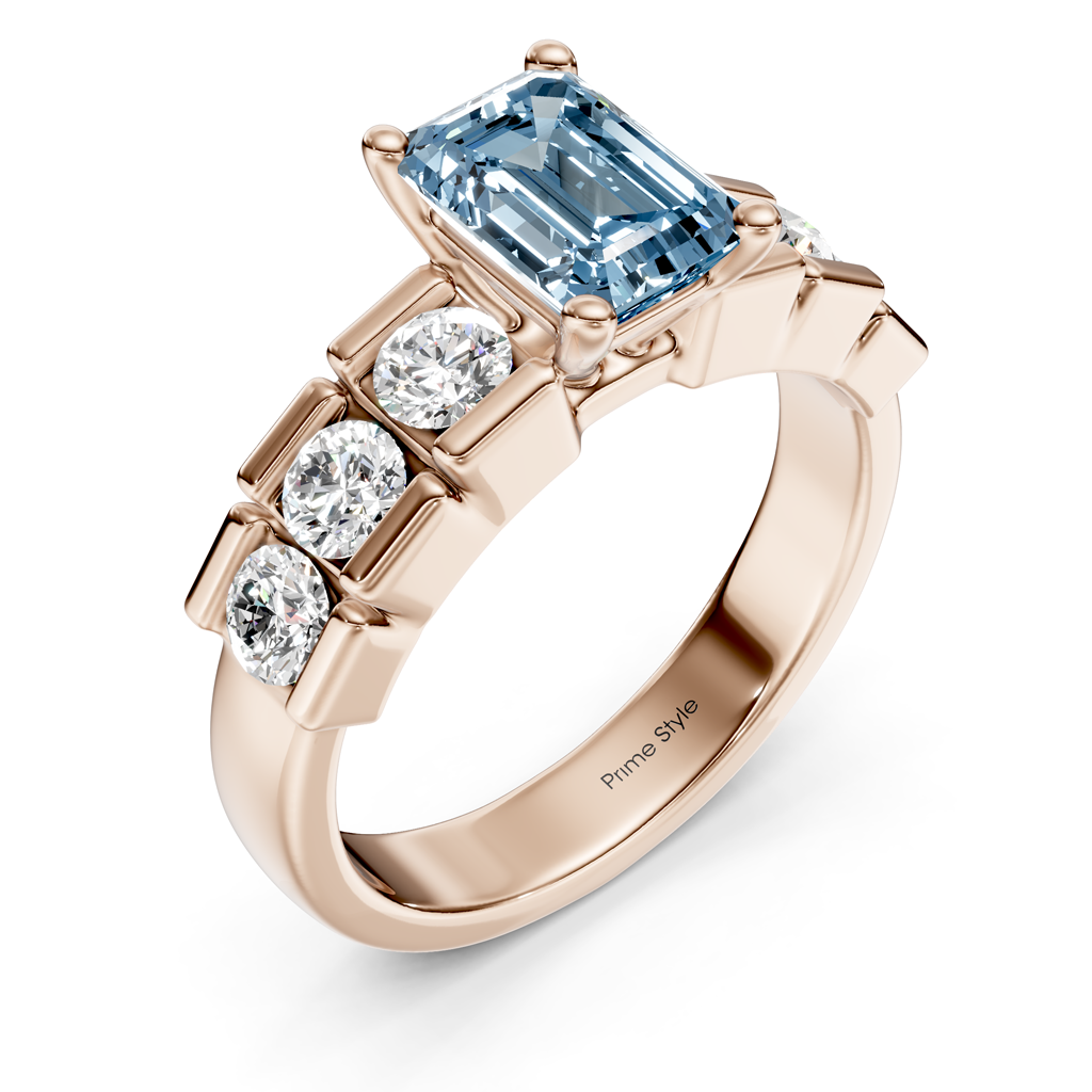 1.85-4.85 CT Princess &amp; Round Cut Fancy Blue Diamonds - Engagement Ring