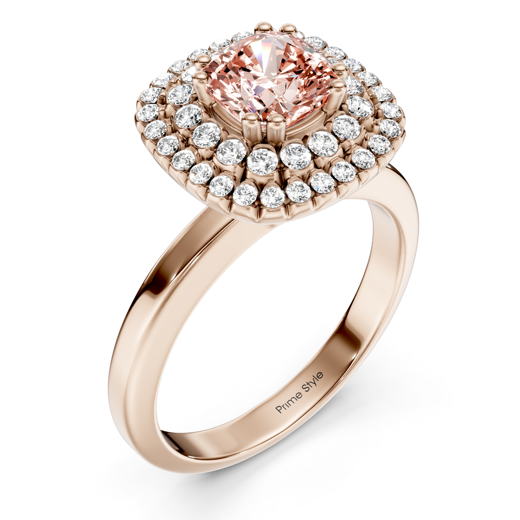 1.34-4.34 CT Cushion &amp; Round Cut Fancy Pink Diamonds - Engagement Ring