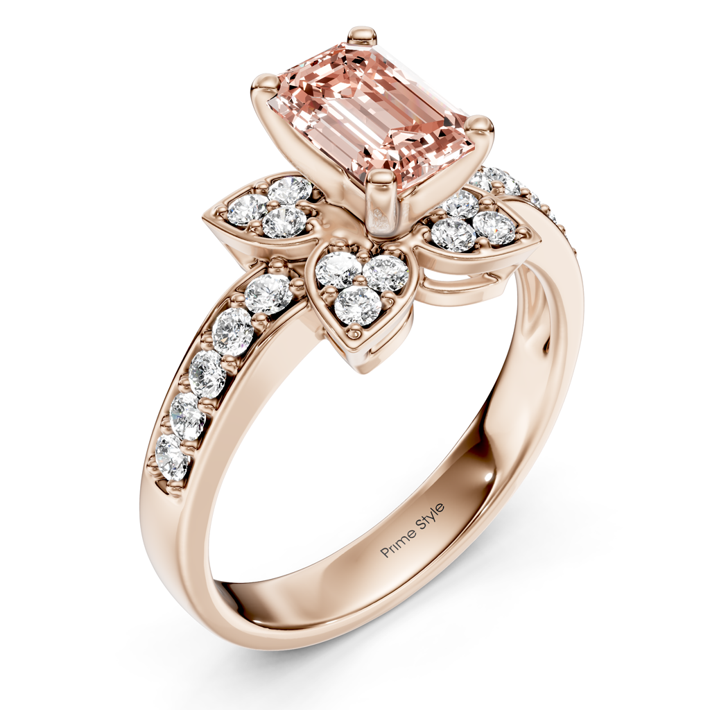 1.40-4.40 CT Emerald &amp; Round Cut Fancy Pink Diamonds - Engagement Ring