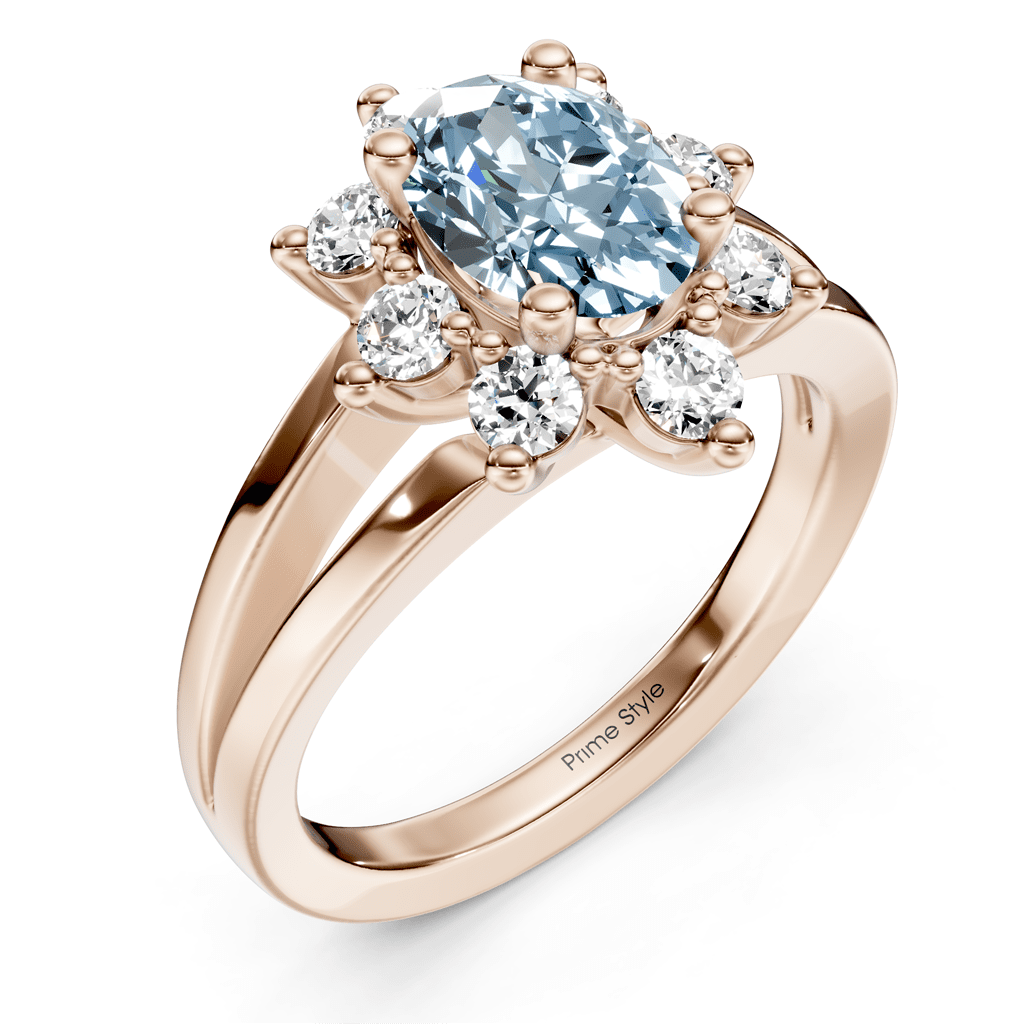 1.40-4.40 CT Oval & Round Cut Fancy Blue Diamonds - Engagement Ring