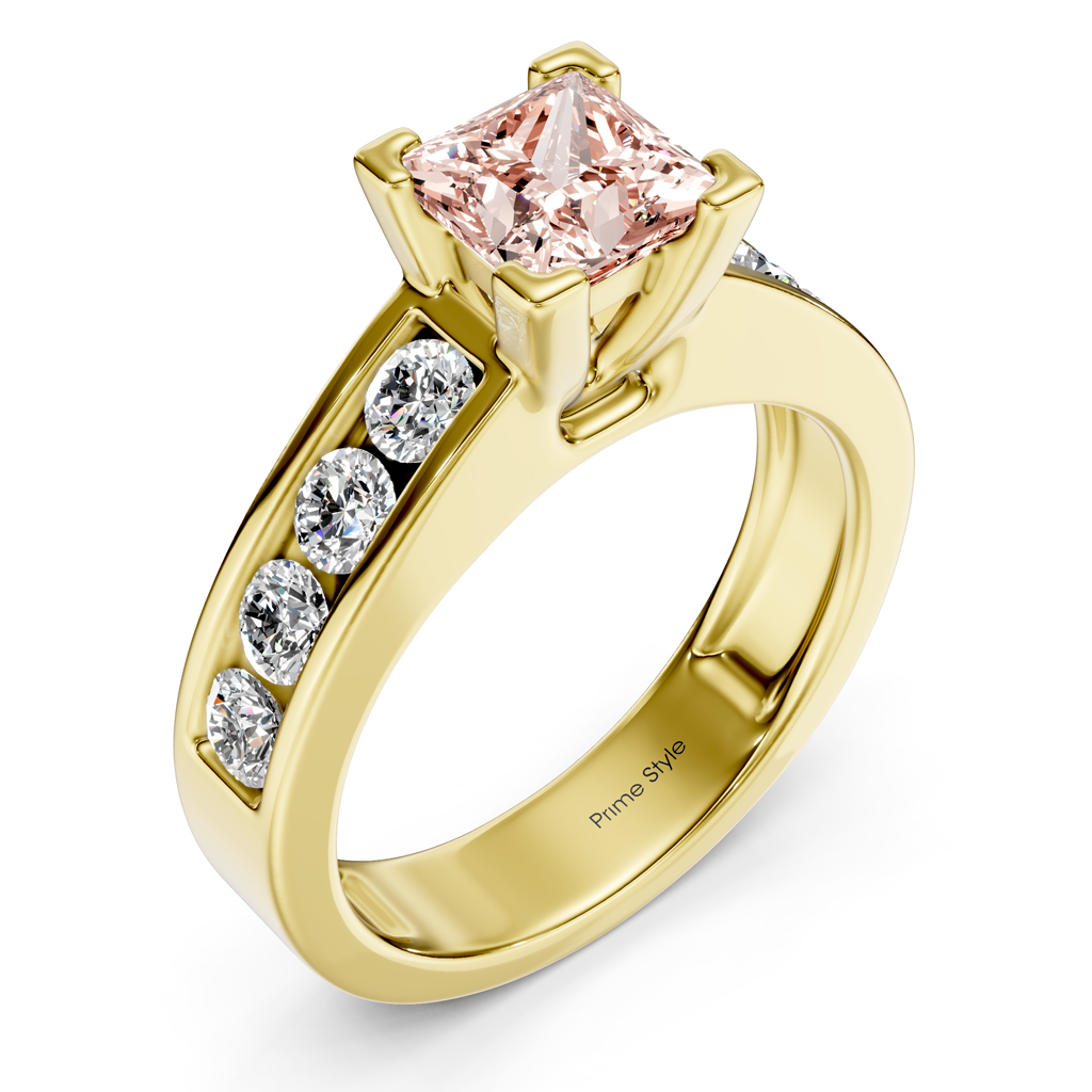 1.80-4.80 CT Princess &amp; Round Cut Fancy Pink Diamonds - Engagement Ring