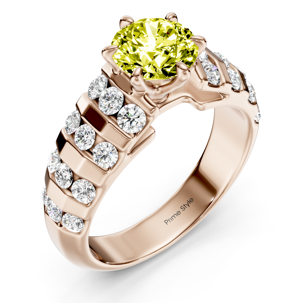 1.75-4.75 CT Round Cut Fancy Yellow Diamonds - Engagement Ring