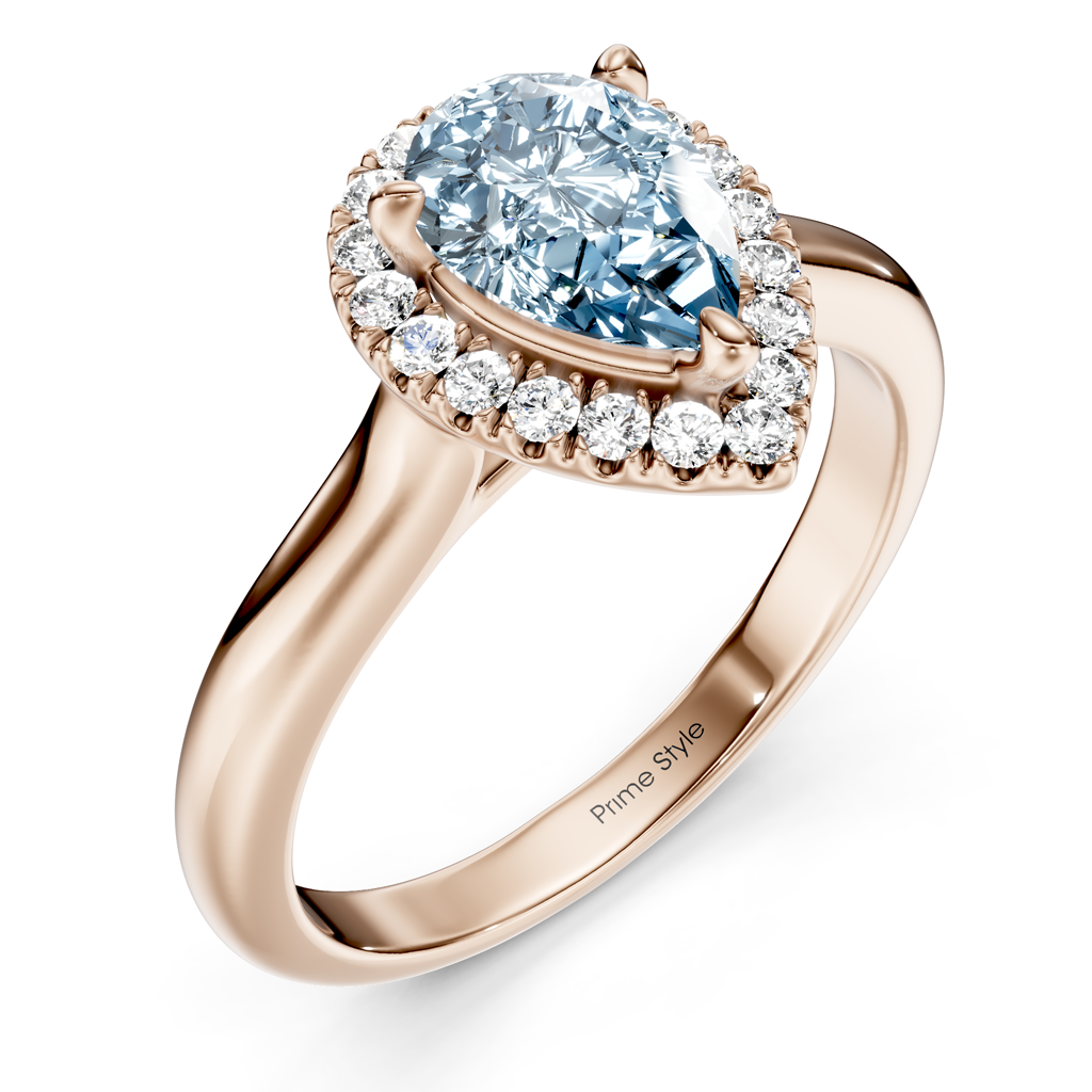 1.20-4.20 CT Pear &amp; Round Cut Fancy Blue Diamonds - Engagement Ring