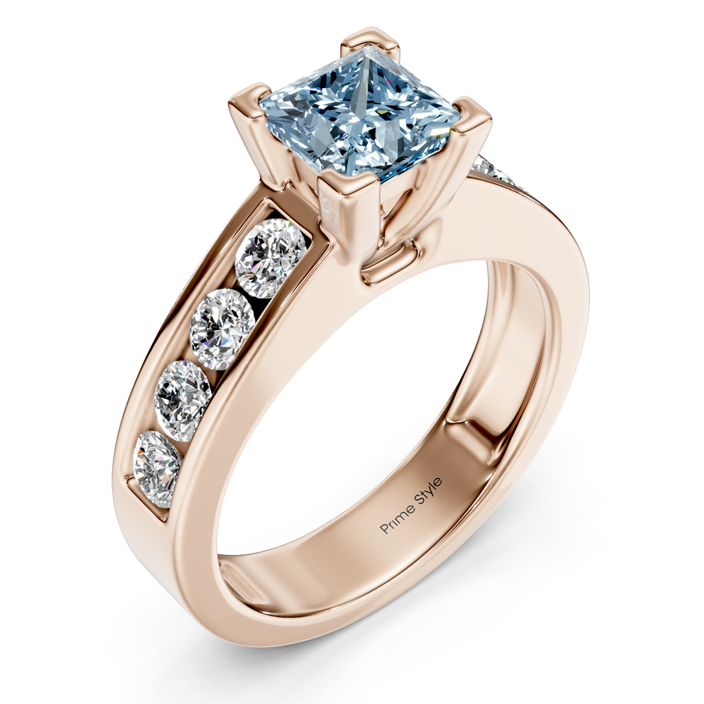 1.80-4.80 CT Princess &amp; Round Cut Fancy Blue Diamonds - Engagement Ring