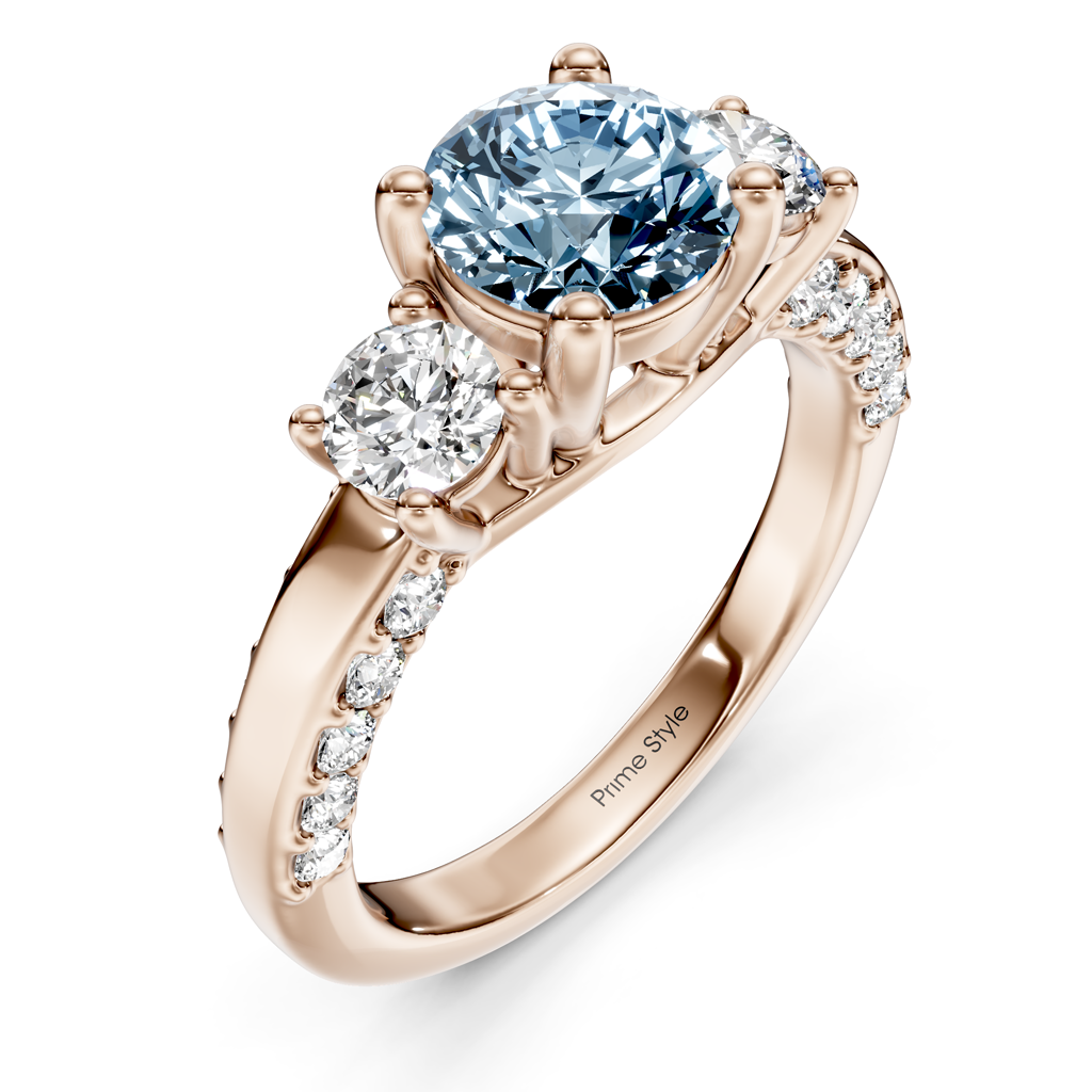 1.90-4.90 CT Round Cut Fancy Blue Diamonds - Engagement Ring