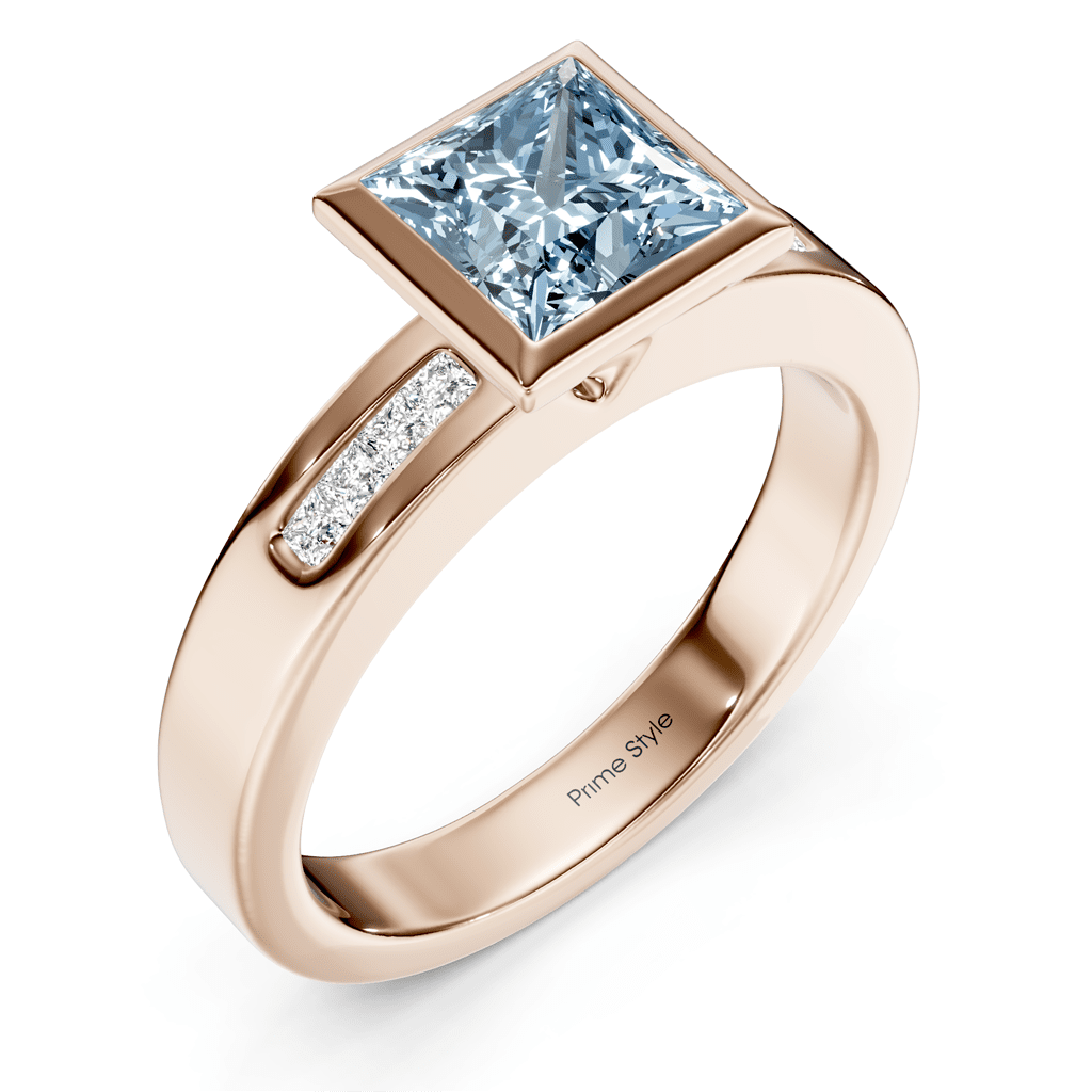 1.20 - 4.20 CT Princess Cut Fancy Blue Diamonds - Engagement Ring - Primestyle.com