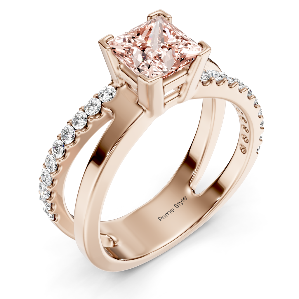 1.25-4.25 CT Princess &amp; Round Cut Fancy Pink Diamonds - Engagement Ring