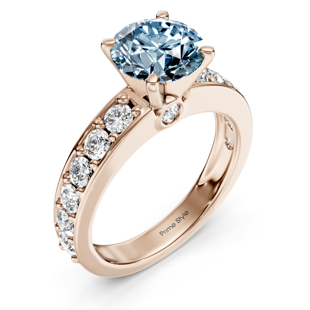 1.80-4.80 CT Princess &amp; Round Cut Fancy Blue Diamonds - Engagement Ring