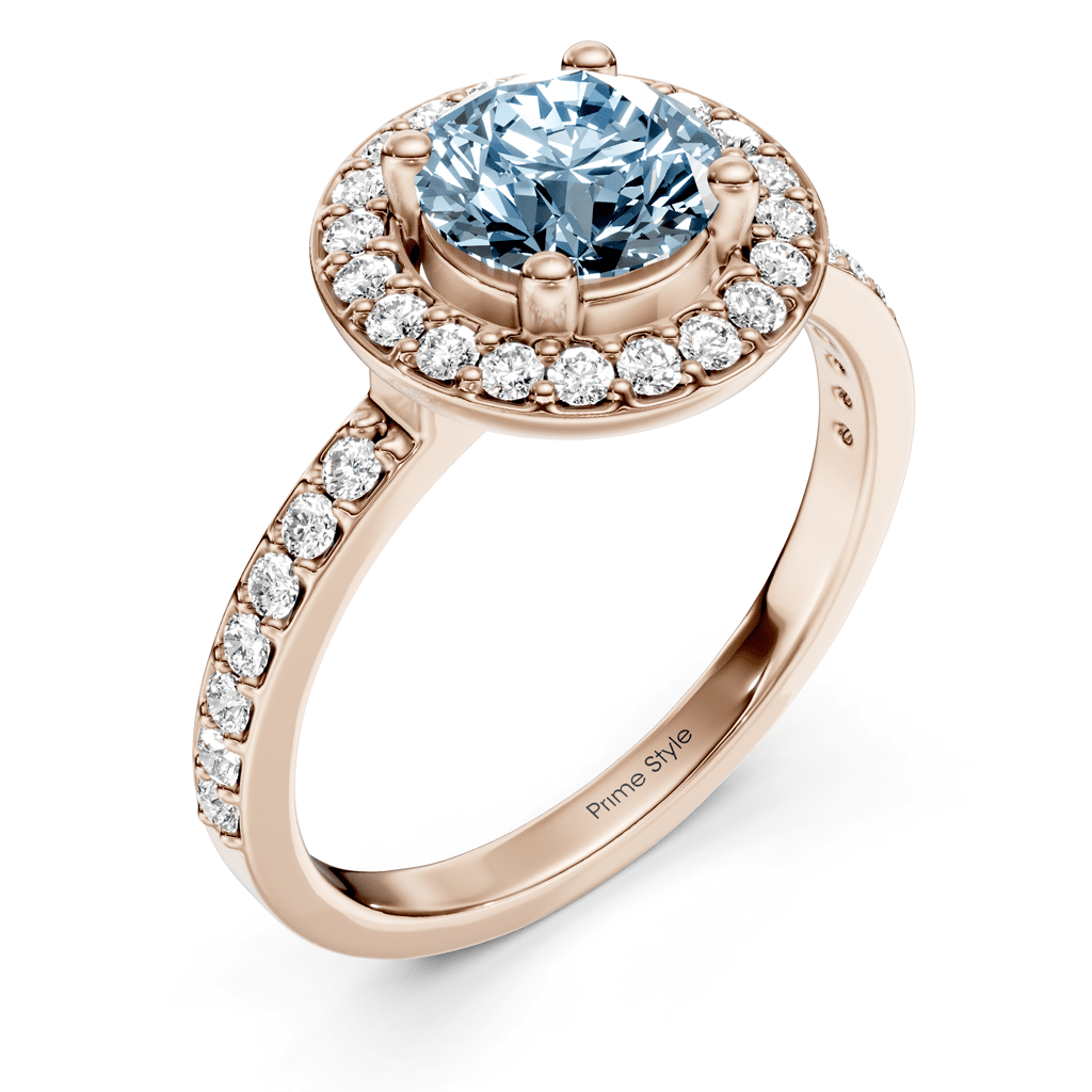 1.35-4.35 CT Round Cut Fancy Blue Diamonds - Engagement Ring