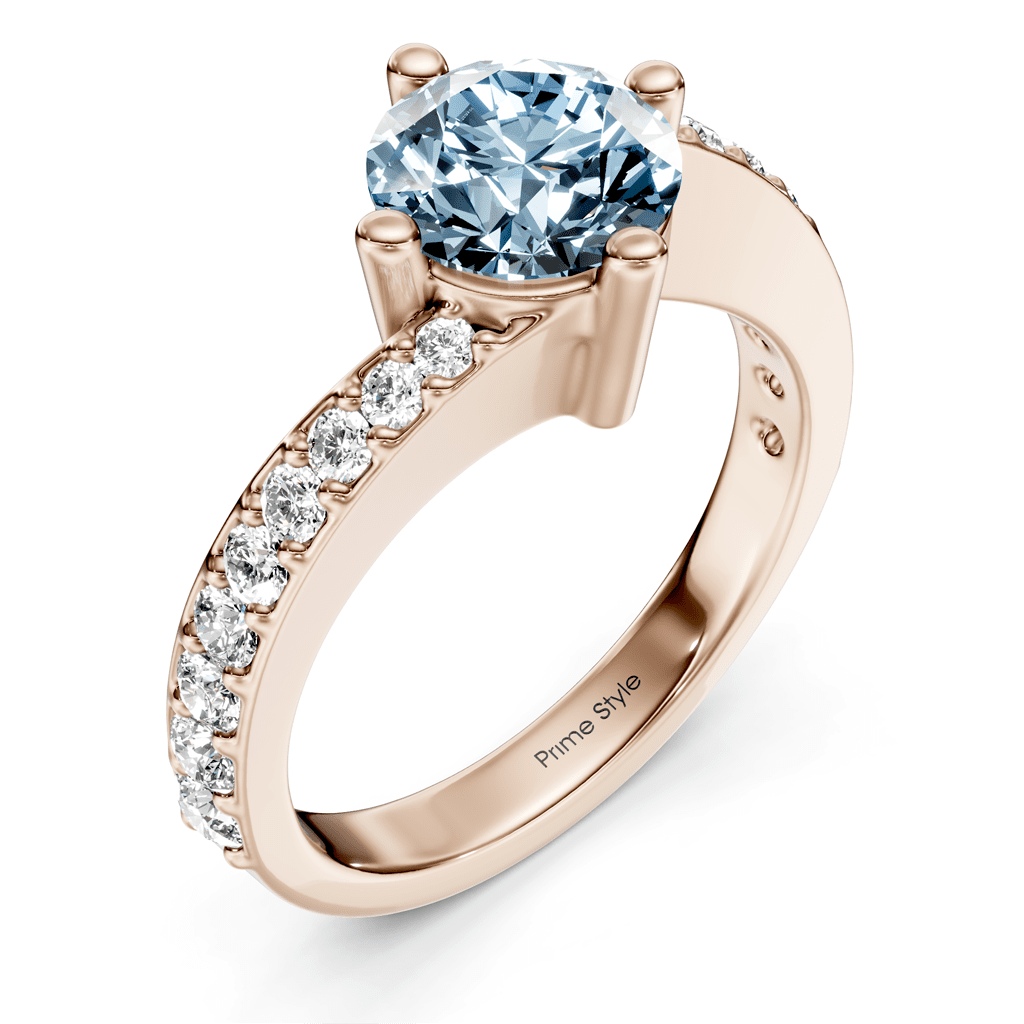 1.35 - 4.35 CT Round Cut Fancy Blue Diamonds - Engagement Ring - Primestyle.com