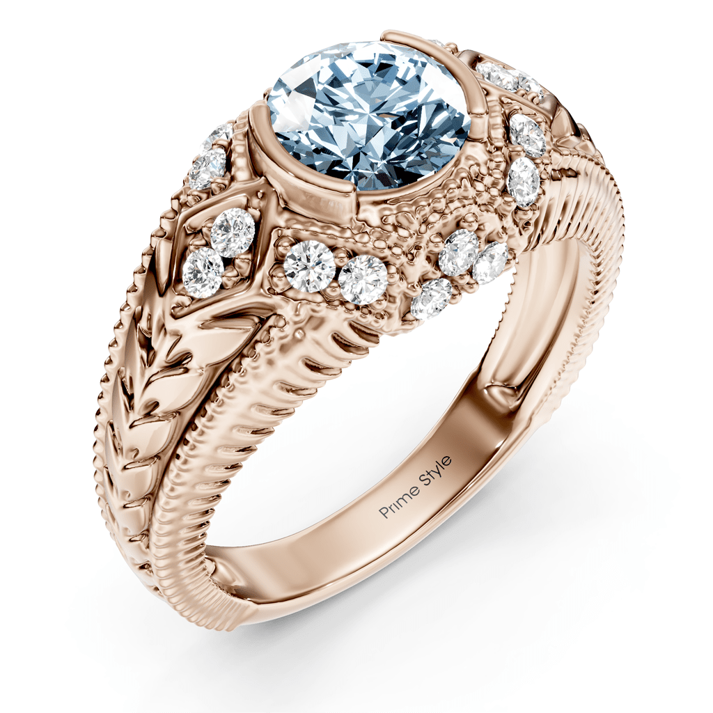 1.25-4.25 CT Round Cut Fancy Blue Diamonds - Engagement Ring