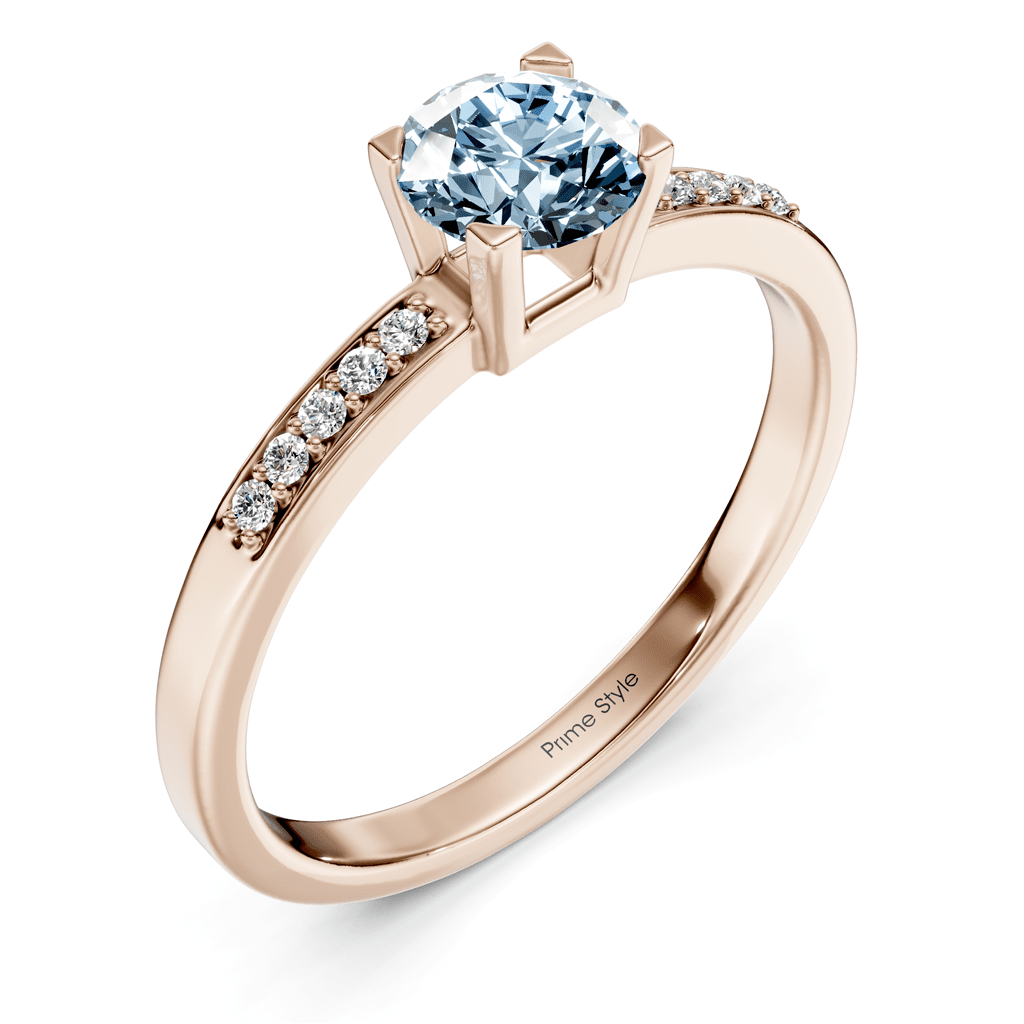 1.10 - 4.10 CT Round Cut Fancy Blue Diamonds - Engagement Ring - Primestyle.com