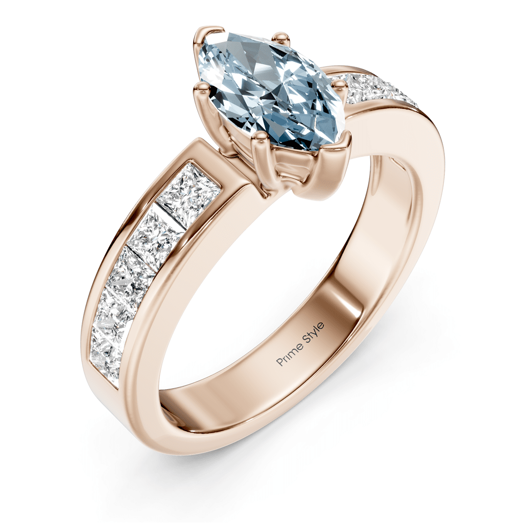 1.90 - 4.90 CT Princess Cut Fancy Blue Diamonds - Engagement Ring - Primestyle.com