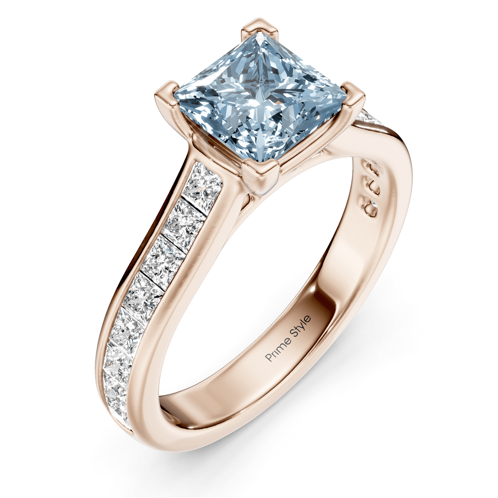 1.80-4.80 CT Princess Cut Fancy Blue Diamonds - Engagement Ring