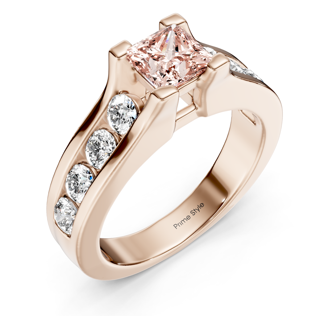 1.80-4.80 CT Princess &amp; Round Cut Fancy Pink Diamonds - Engagement Ring