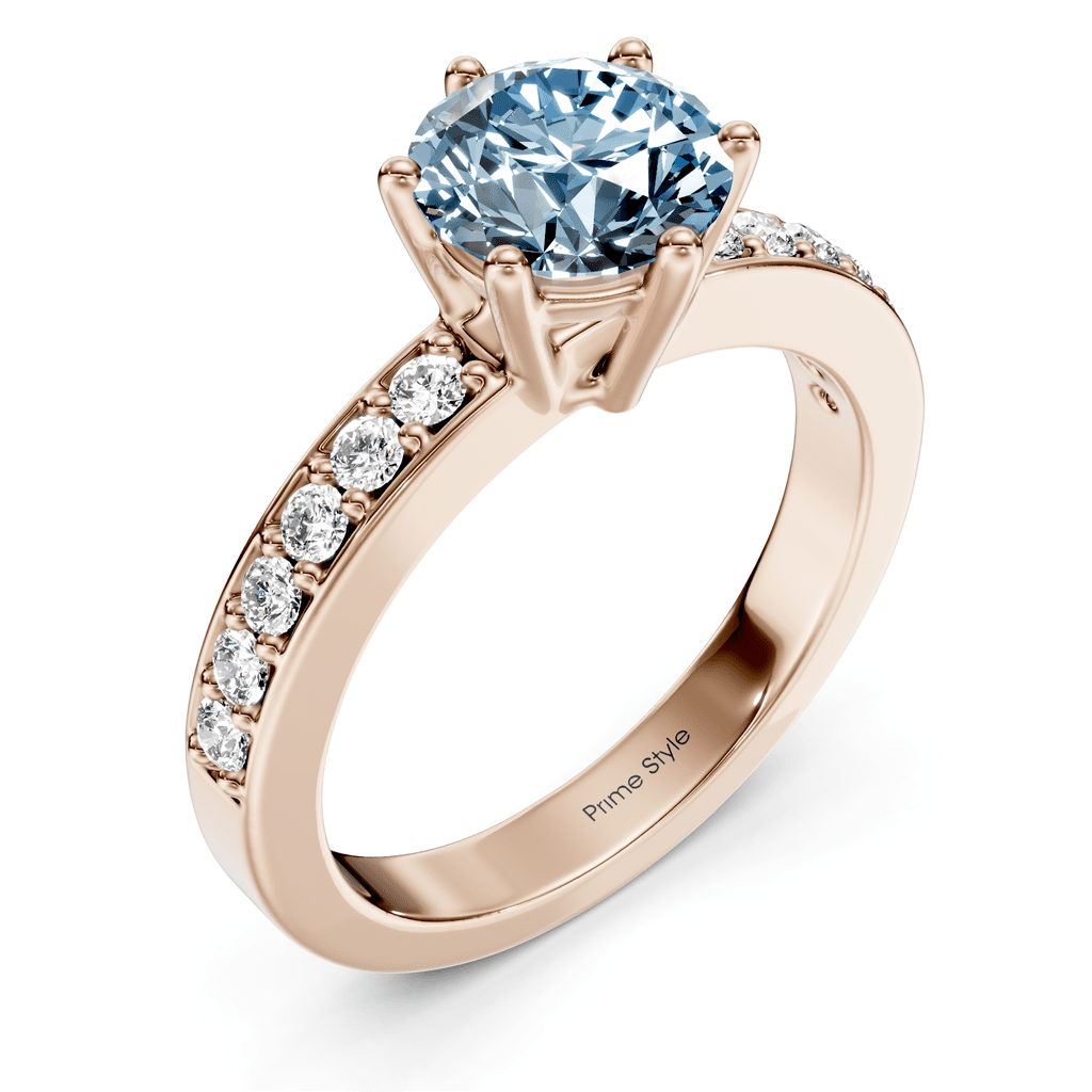 1.25-4.25 CT Round Cut Fancy Blue Diamonds - Engagement Ring