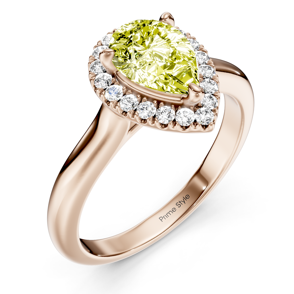 1.20-4.20 CT Pear &amp; Round Cut Fancy Yellow Diamonds - Engagement Ring