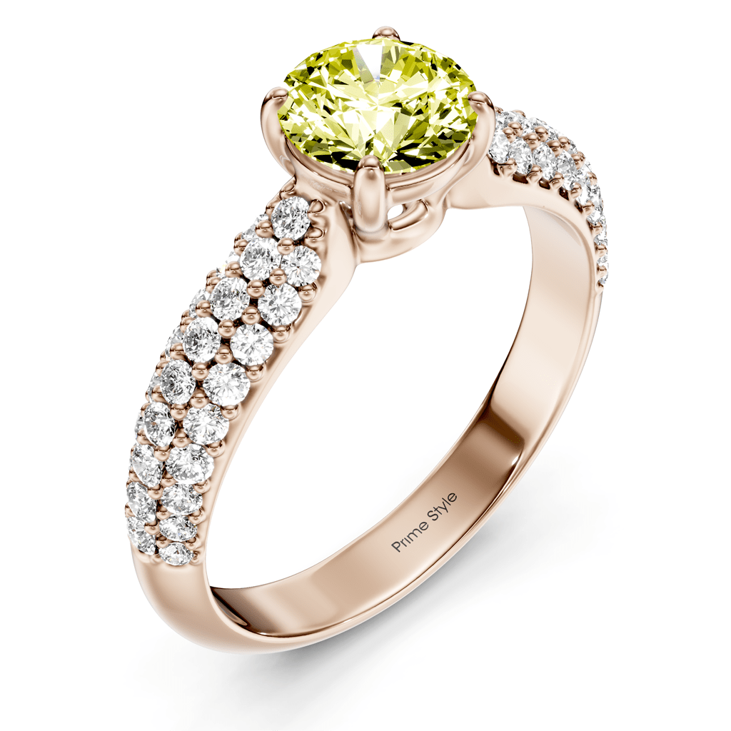 1.50 - 4.50 CT Round Cut Fancy Yellow Diamonds - Engagement Ring - Primestyle.com