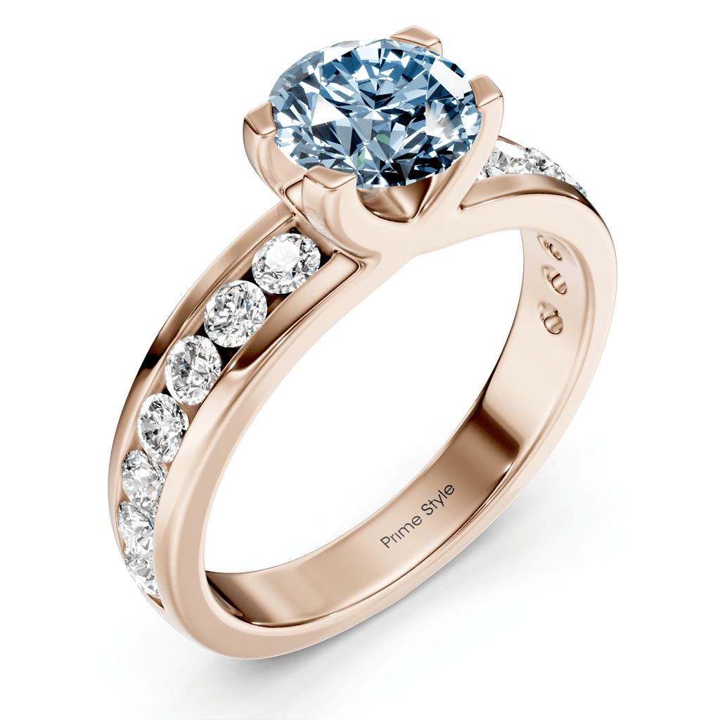 1.60-4.60 CT Round Cut Fancy Blue Diamonds - Engagement Ring