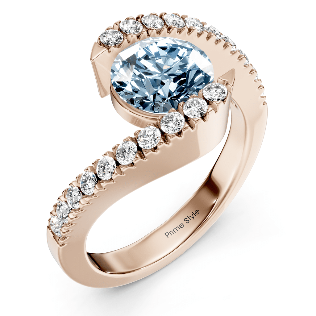 1.30-4.30 CT Round Cut Fancy Blue Diamonds - Engagement Ring