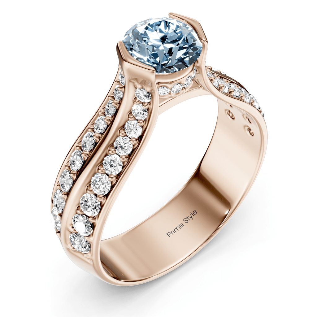 1.65-4.65 CT Round Cut Fancy Blue Diamonds - Engagement Ring