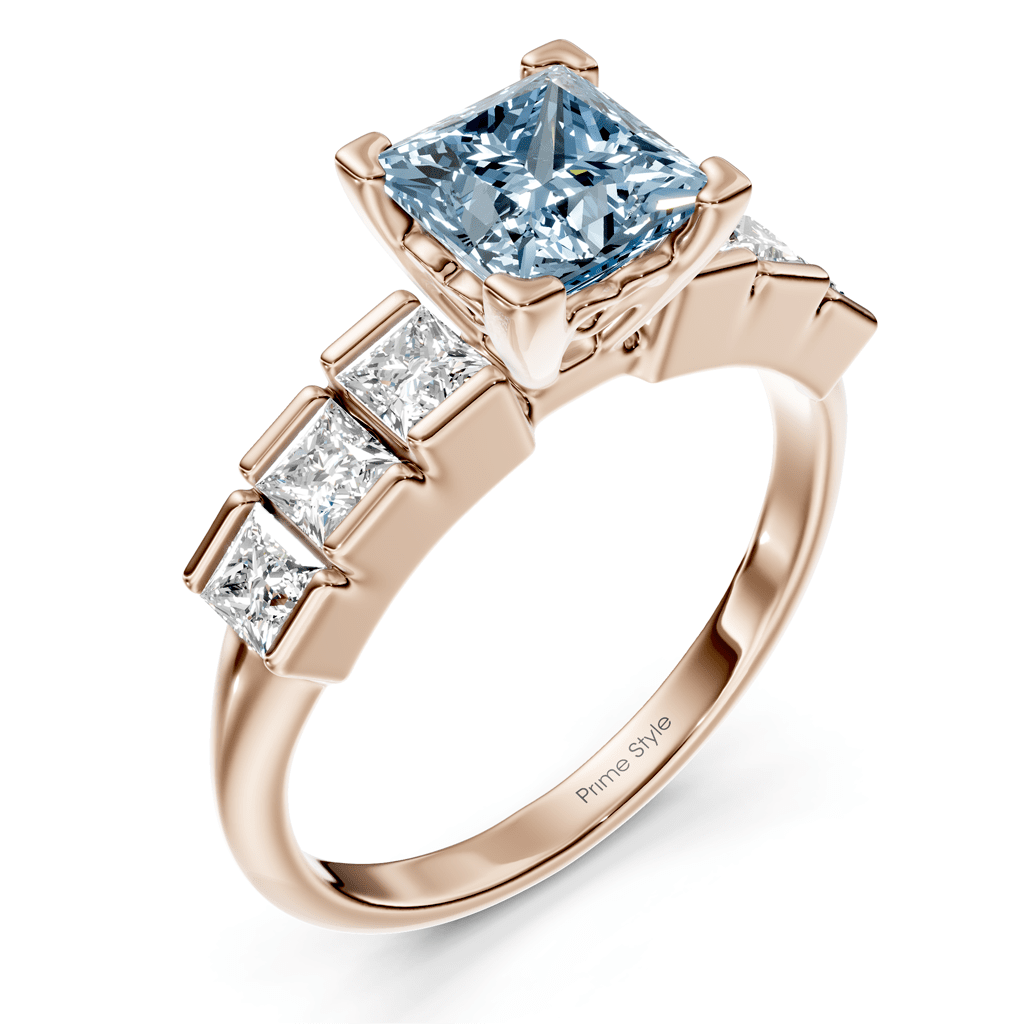 1.80 - 4.80 CT Princess Cut Fancy Blue Diamonds - Engagement Ring - Primestyle.com