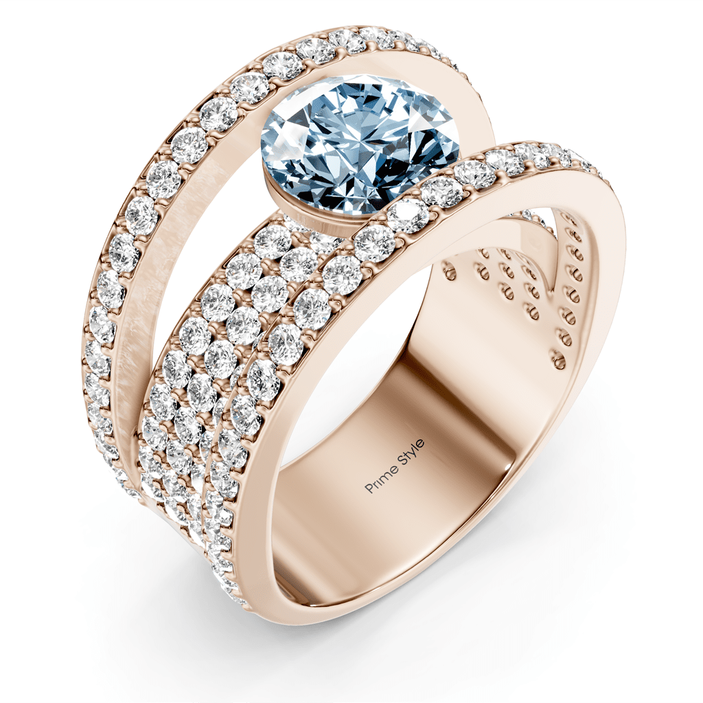 2.80 - 5.80 CT Round Cut Fancy Blue Diamonds - Engagement Ring - Primestyle.com