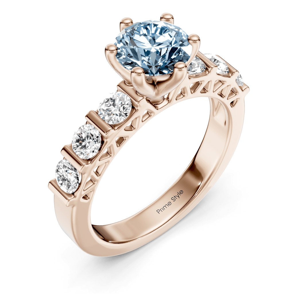 1.60 - 4.60 CT Round Cut Fancy Blue Diamonds - Engagement Ring - Primestyle.com