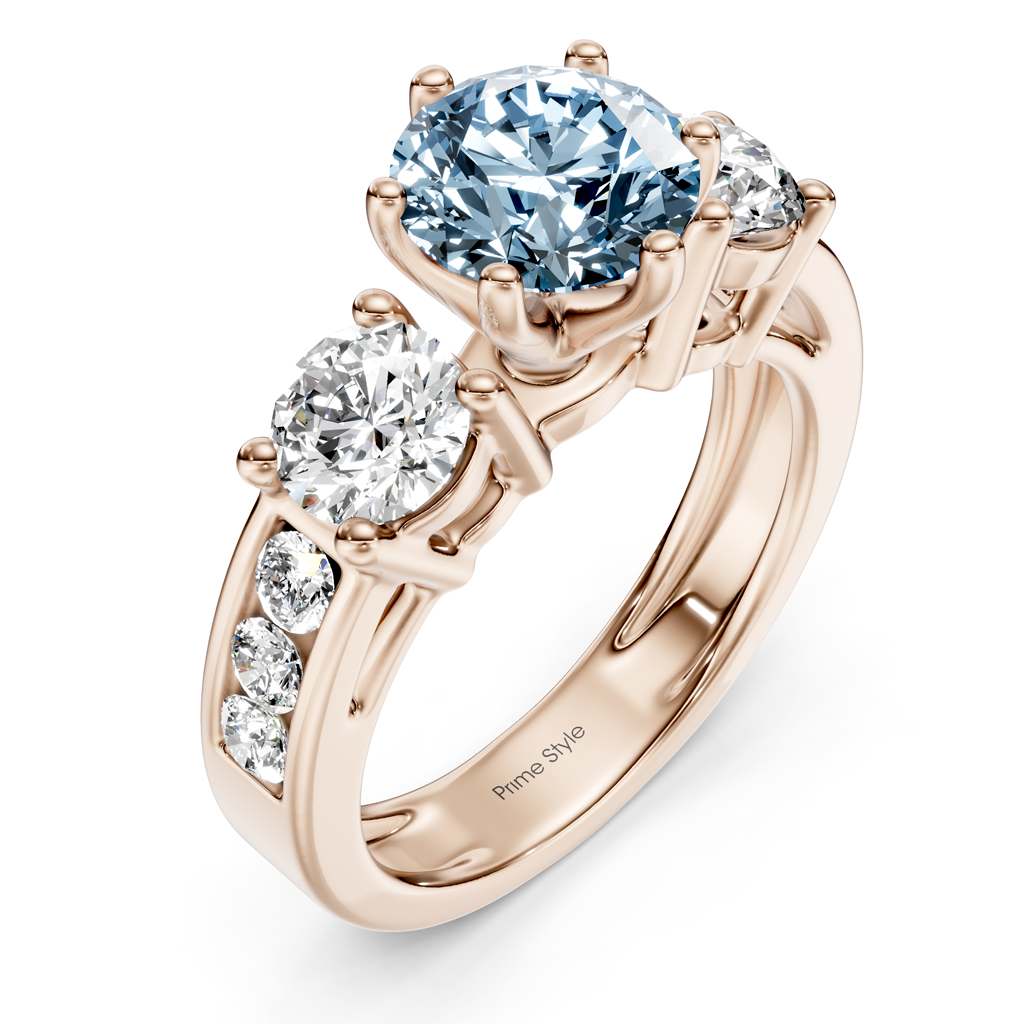 1.80-4.80 CT Princess &amp; Round Cut Fancy Blue Diamonds - Engagement Ring