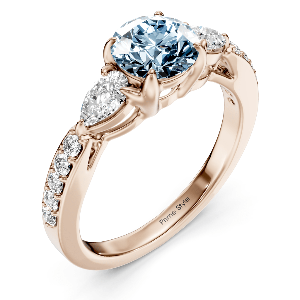 1.50 - 4.50 CT Pear &amp; Round Cut Fancy Blue Diamonds - Engagement Ring - Primestyle.com