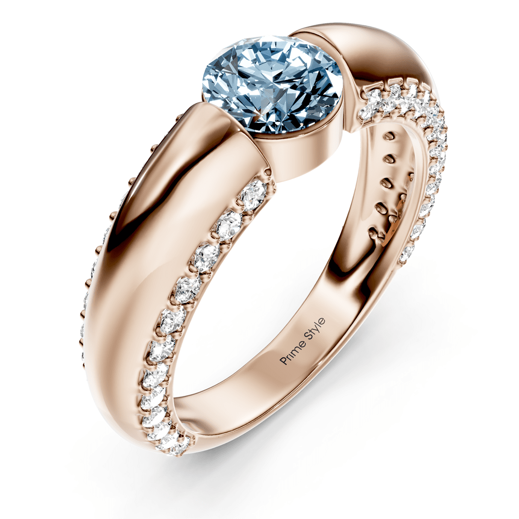 1.65-4.65 CT Round Cut Fancy Blue Diamonds - Engagement Ring