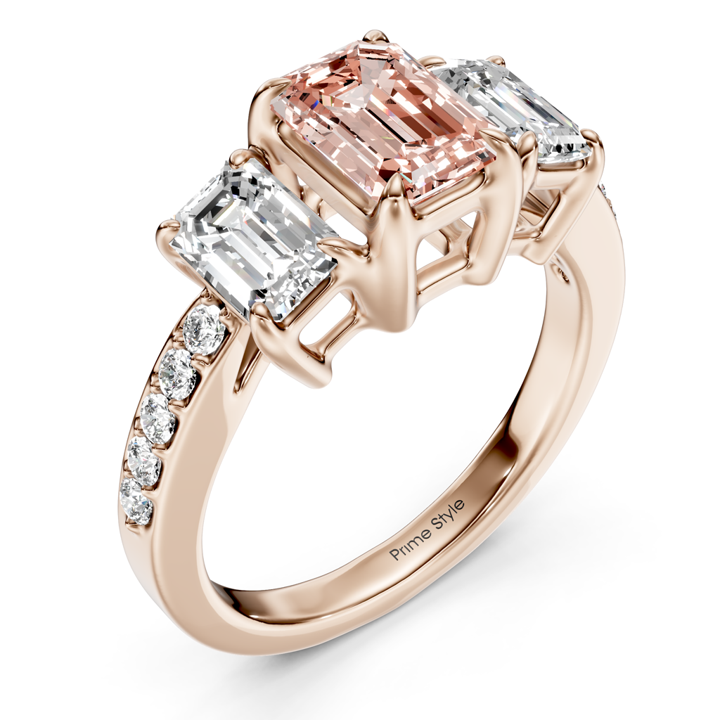 2.15-5.15 CT Emerald &amp; Round Cut Fancy Pink Diamonds - Engagement Ring