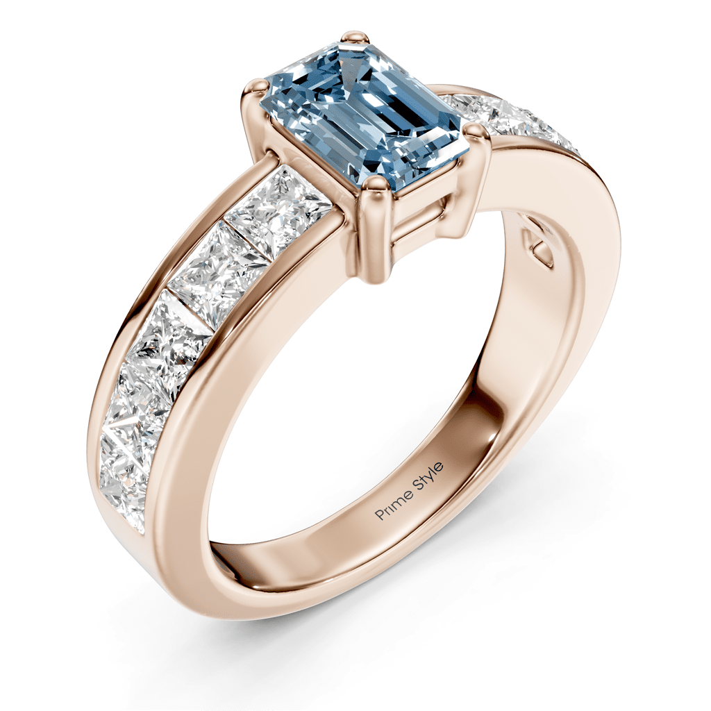 2.50-5.50 CT Emerald & Princess Cut Fancy Blue Diamonds - Engagement Ring