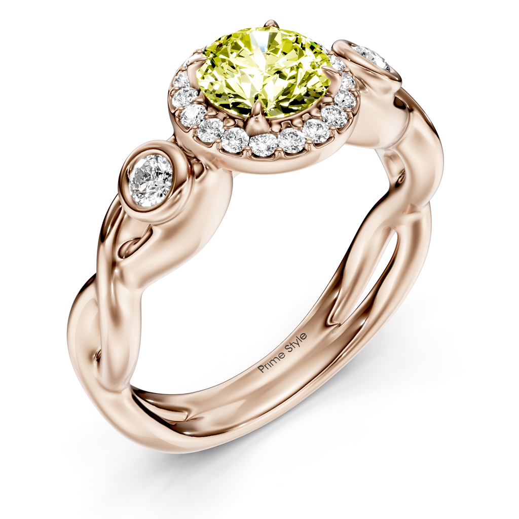 1.27-4.27 CT Round Cut Fancy Yellow Diamonds - Engagement Ring