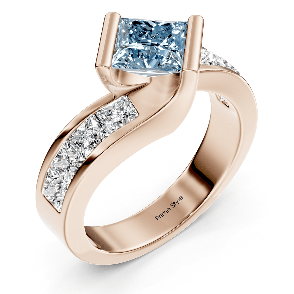 2.60-5.60 CT Princess Cut Fancy Blue Diamonds - Engagement Ring