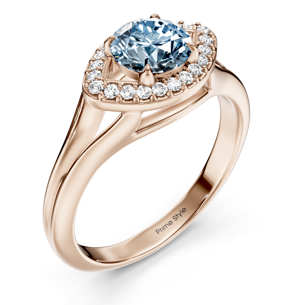 1.10-4.10 CT Round Cut Fancy Blue Diamonds - Engagement Ring