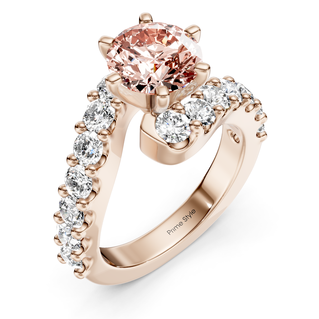 2.30-5.30 CT Emerald &amp; Round Cut Fancy Pink Diamonds - Engagement Ring