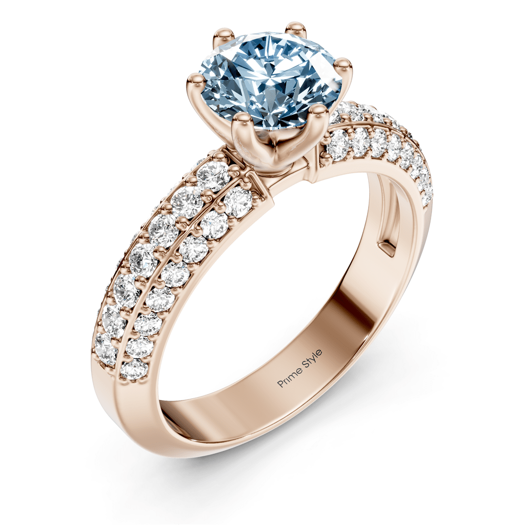1.60-4.60 CT Round Cut Fancy Blue Diamonds - Engagement Ring