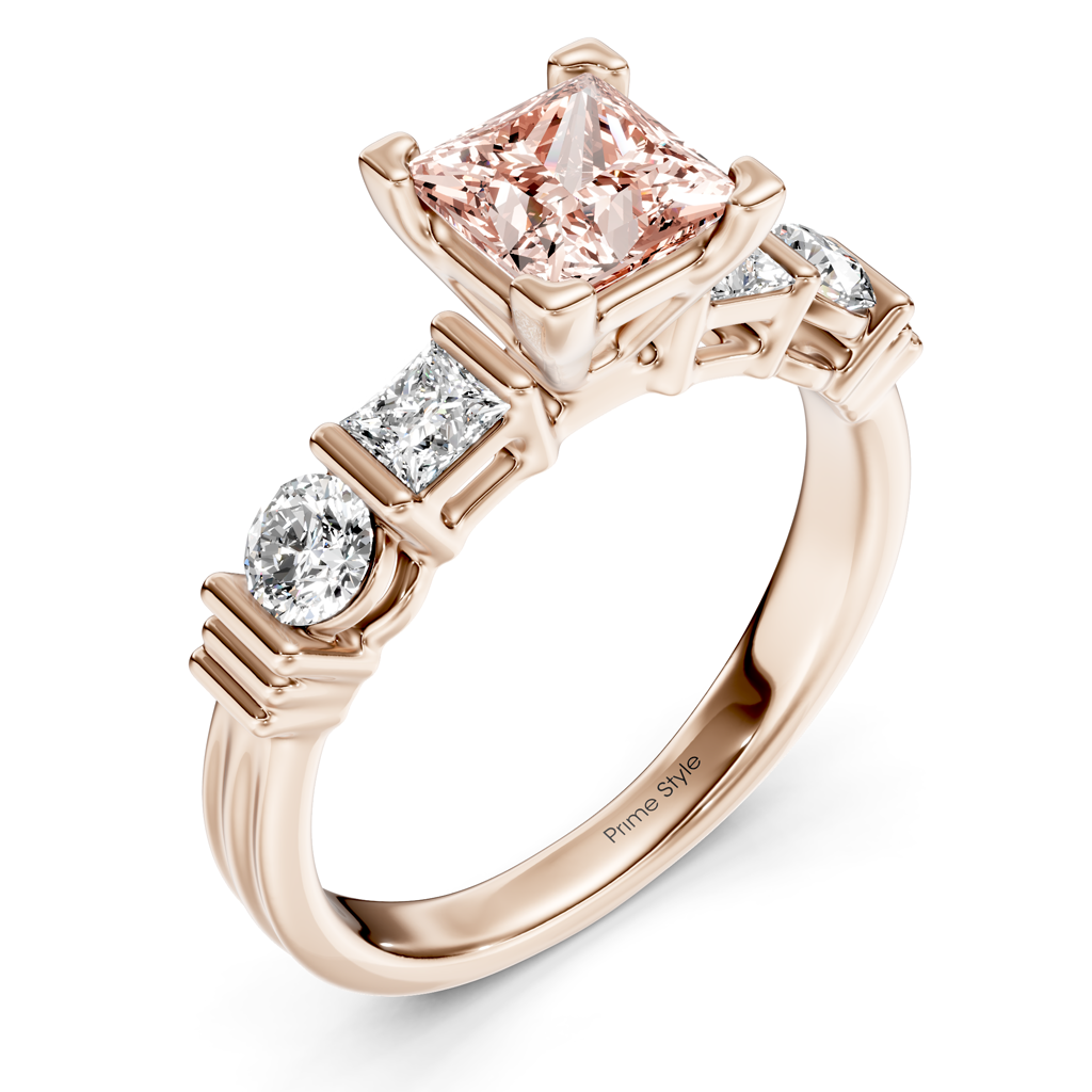 1.70-4.70 CT Princess &amp; Round Cut Fancy Pink Diamonds - Engagement Ring