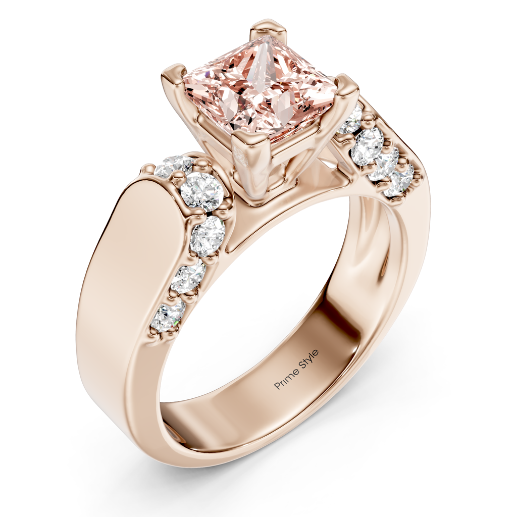 1.65-4.65 CT Princess &amp; Round Cut Fancy Pink Diamonds - Engagement Ring