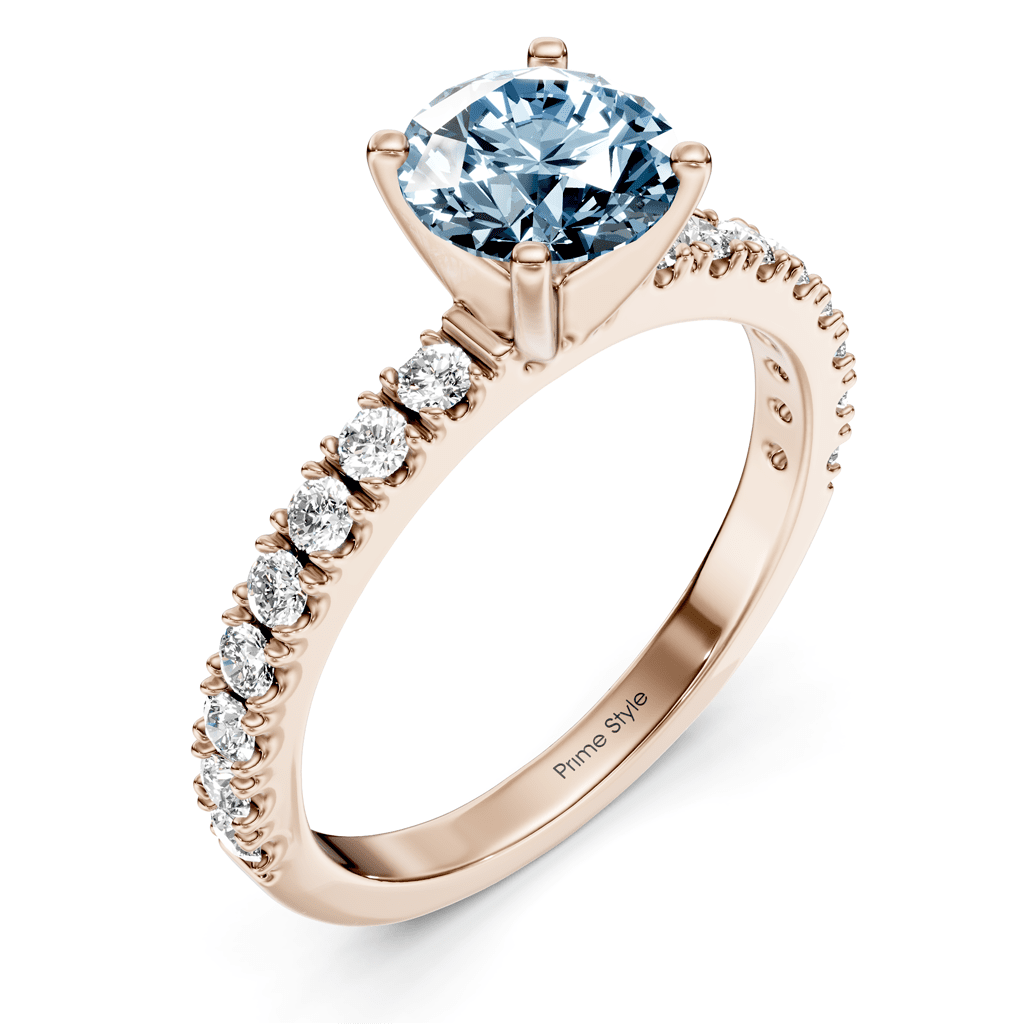 1.40-4.40 CT Round Cut Fancy Blue Diamonds - Engagement Ring