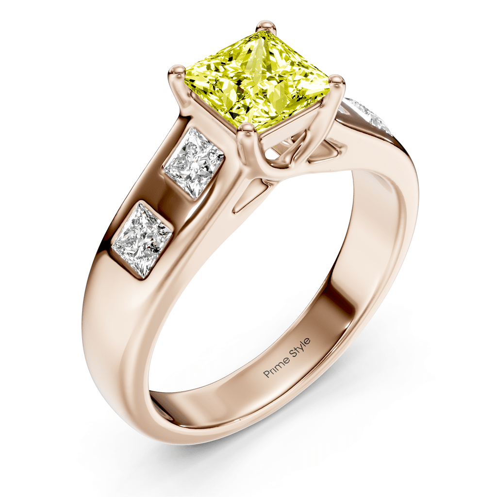1.50-4.50 CT Princess Cut Fancy Yellow Diamonds - Engagement Ring