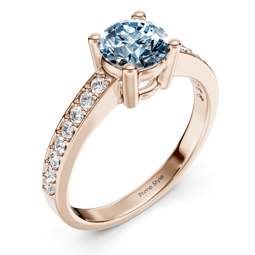 1.25-4.25 CT Round Cut Fancy Blue Diamonds - Engagement Ring