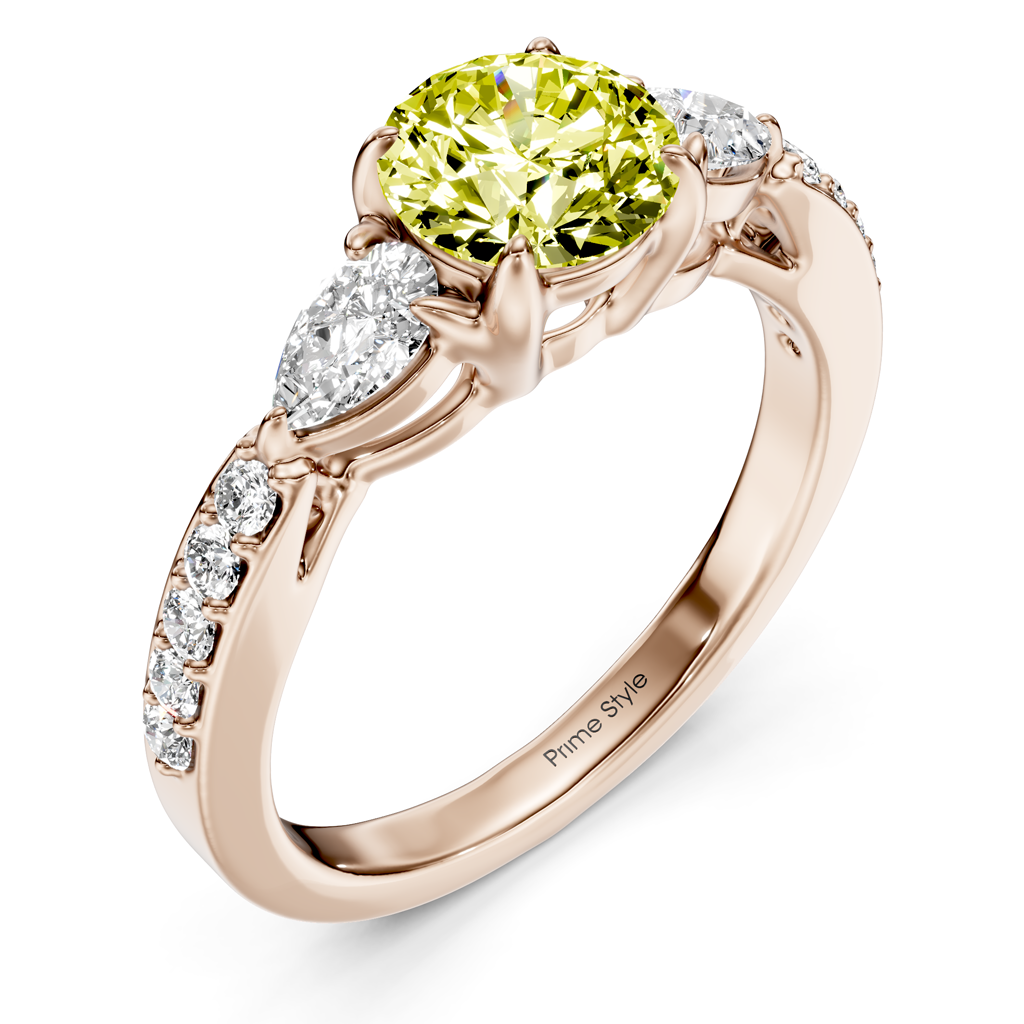 1.50-4.50 CT Pear &amp; Round Cut Fancy Yellow Diamonds - Engagement Ring