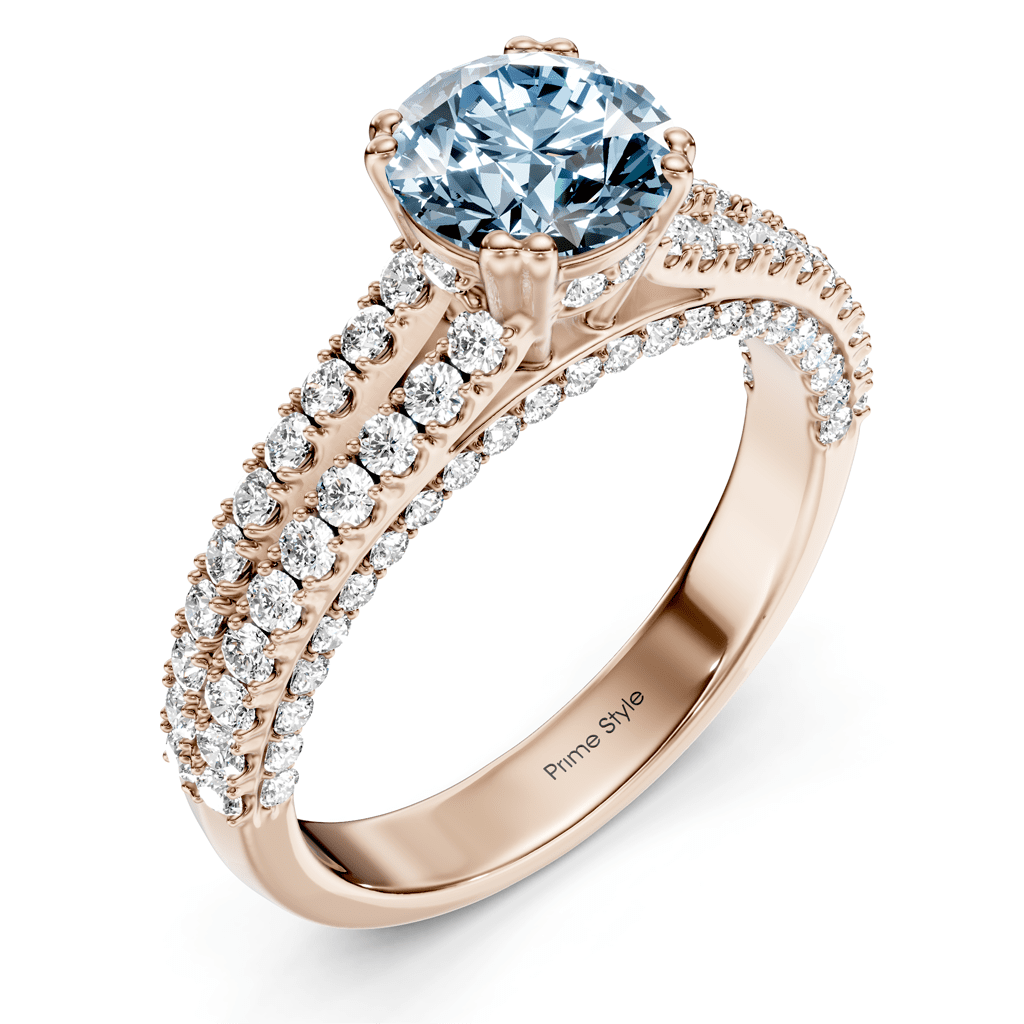 1.70-4.70 CT Round Cut Fancy Blue Diamonds - Engagement Ring