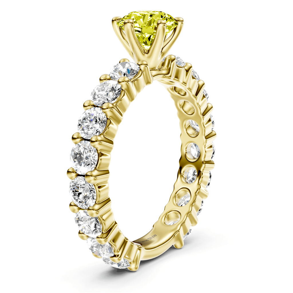 3.40-6.40 CT Emerald & Round Cut Fancy Yellow Diamonds - Engagement Ring