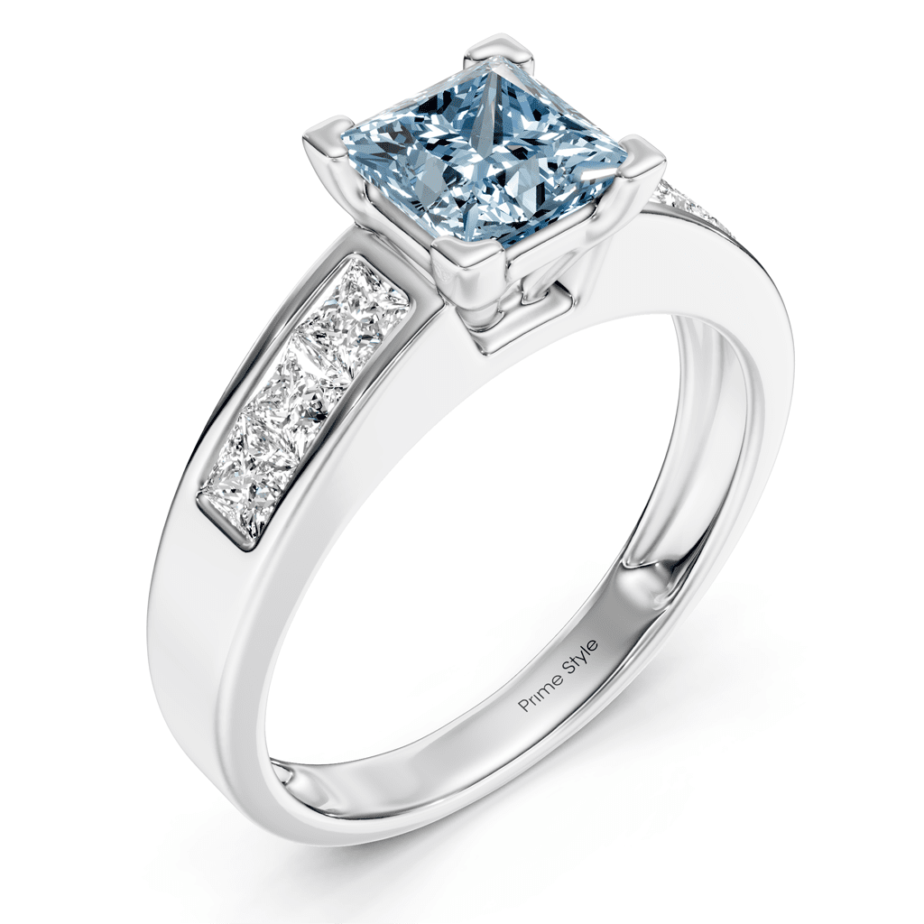 1.80-4.80 CT Princess Cut Fancy Blue Diamonds - Engagement Ring